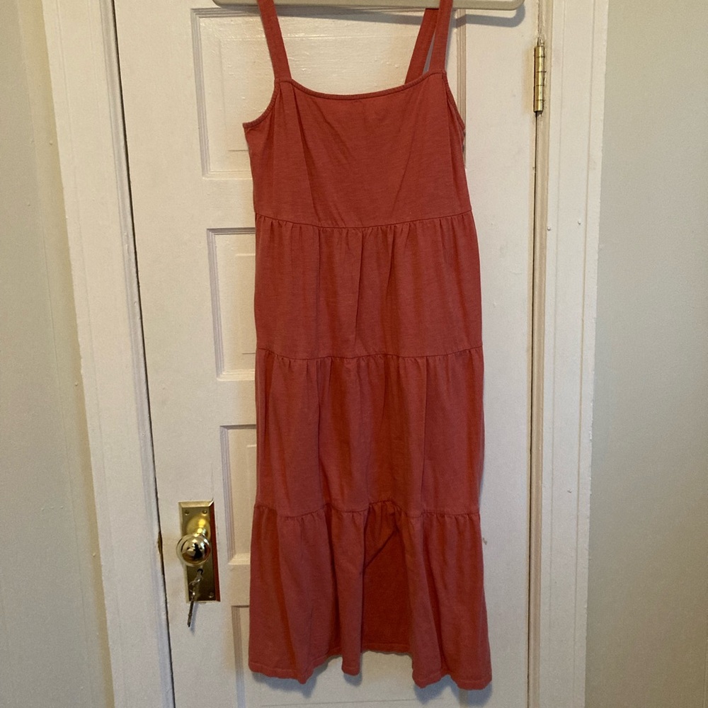 Anthro Coral Tiered Dress